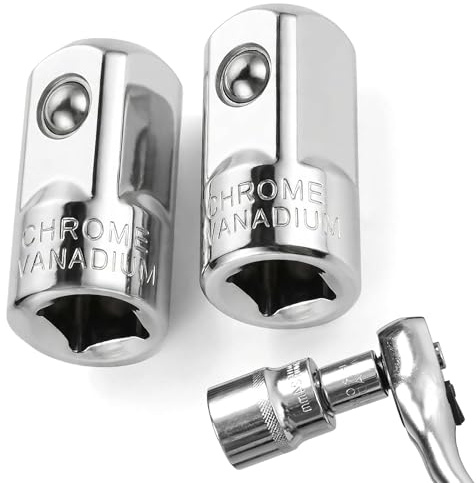 hankousi Stecknuss-Adapter, Buchse auf Stecker, 1/4 Zoll auf 1/2 Zoll Antriebsgrößen-Konverter für Ratschen und Handwerkzeuge, 2 Stück