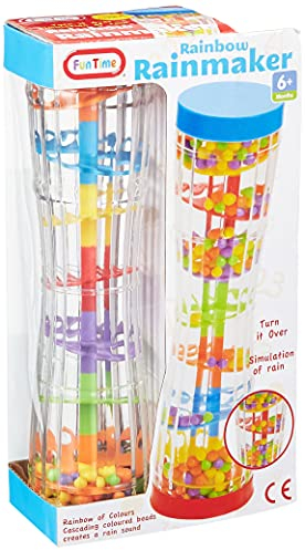 Fun Time Rainbow Rainmaker, Sensory Rain Sound Toy, Colourful Cascading Beads, Ages 6 Months +