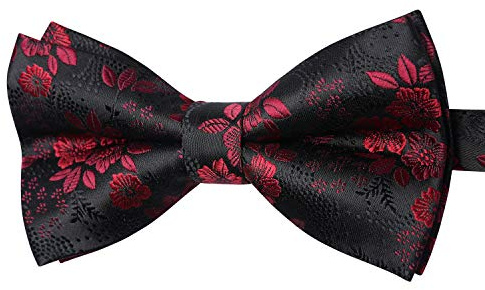 HISDERN Men's Pre-Tied Bow Tie Solid Colour Paisley Bowtie Adjustable Formal Neck Bow Ties for Wedding Party