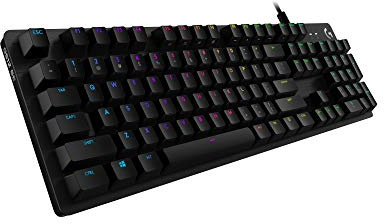 Logitech G512 Mechanical Gaming Keyboard Special Edition,RGB Lightsync Backlit Keys,GX Blue Clicky Key Switches,Brushed Aluminum Case,Customizable F-Keys, USB Pass Through,AZERTY France - Black