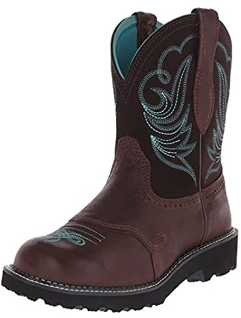 SWZEC Bottes Cowboy Femme Mode Broderie Classique Cowgirl Bottines Western Vintage Casual Bottines Hiver Marron Bleu 41