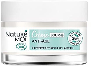 Naturé Moi - Crème Visage Jour Anti-Âge - À l'Acide Hyaluronique - Soin Visage repulpant et raffermissant - Huile de Pépins de Raisin Bio - 99% d'Origine Naturelle - 50 ml - Fabriqué en France