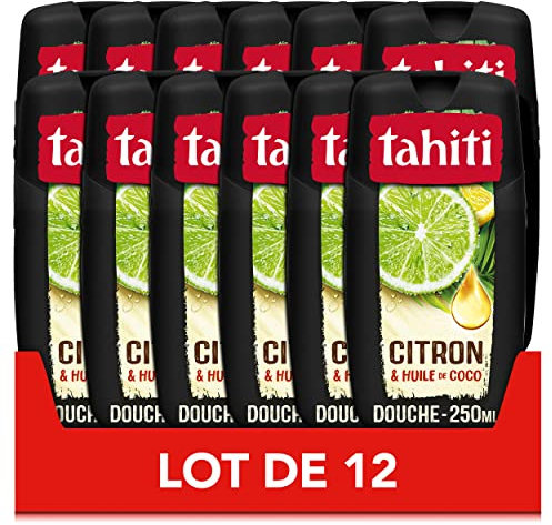 Tahiti - Gel de ducha Tahiti de limón y aceite de coco – 250 ml – 12 unidades