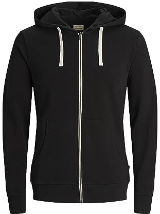 JACK & JONES Herren JJEHOLMEN Sweat Zip Hood, Black Beauty, L