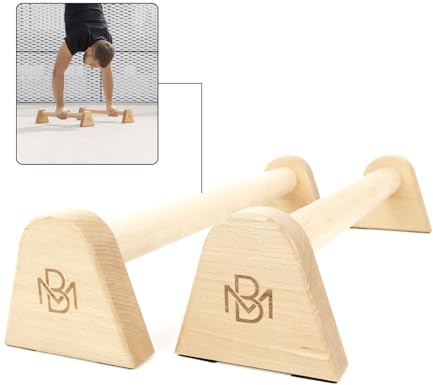 Müller & Blum Premium Holz Liegestützgriffe extra lang/nachhaltige und rutschfeste Calisthenics Parallettes/Yoga, Liegestütze oder Handstand Griffe/Push Up Bar für In- und Outdoor
