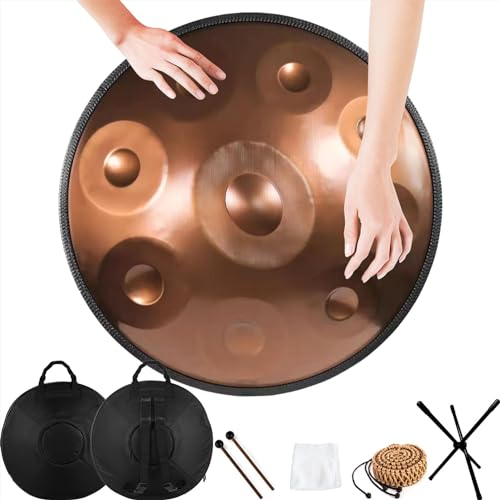 Handpan Drum, Steel Tongue Drum 22 Zoll 9 Töne/10 Töne/12 Töne, Handpan Drum Steel Hand Drum Percussion Instrument, für Meditation, Yoga, Performance, Bildung 9tone 3