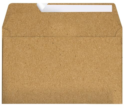 100 Briefumschläge C6, Kraft Papier 114 x 162 mm, ohne Fenster, braun und umweltfreundlich, haftklebend mit abziehbarem Streifen...…
