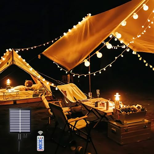 WOWDSGN Catena di luci a energia solare, 20 m, 200 LED, per esterni ed interni, impermeabile, da giardino e da balcone, facile da installare, lunga durata, perfetta per illuminazione di feste e gazebo