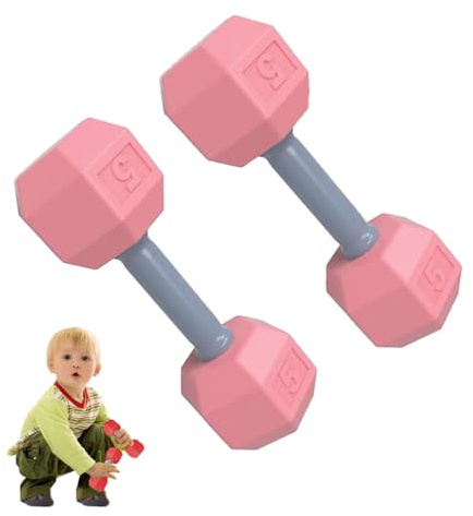 HADAVAKA 2pcs Manubrio Giocattolo, Pesi A Mano Leggeri E Portatili, Giocattoli Pesi per Bambini, Pesi A Mano per Bambini, per Il Gioco Attivo E La Promozione di Uno Stile di Vita Attivo (Pink)