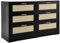 Generisch Rattan Kommode, Tv Schrank Vintage, Große Kommode Sideboard, Komode Schrank mit 6 Schubladen， Komodenschrank für Schlafzimmer, Wohnzimmer, Eingang, 120x40x77 cm (Schwarz)