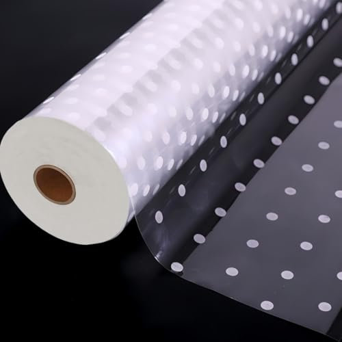 80CM x 100M Klare Mit Punkt Cellophan Rolle Großes Geschenkfolie Hochzeit 2.5 Mil Zellophan Klarsichtfolien Taschen Verpackungspapier Weihnachten Blumen Geschenkkörbe (80cm Hälfte Gefaltet Auf 40cm)