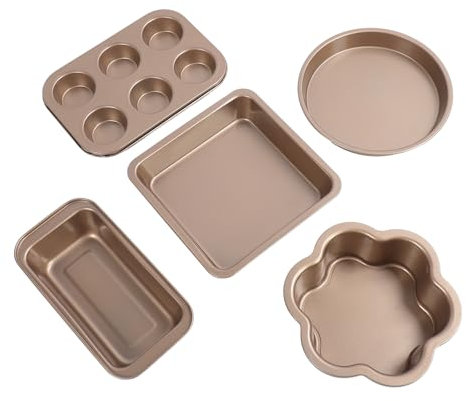 Küchenofen-Backformen, 6-teiliges Backformen-Set, Loser, Kohlenstoffstahl, Antihaft-Backformen-Set für, Muffin, Pizza (Golden)