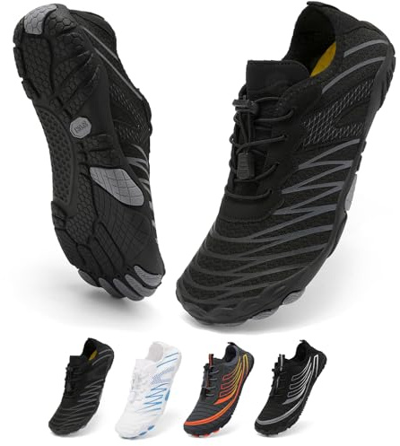 ZDQ Zapatos de Agua Hombre Mujer Transpirable Ligero Zapatillas Playa Secado Rápido Escarpines para Deportes Acuáticos Yoga Surf Natación Negro 45 EU