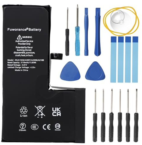 Fuworance 3110mAh 3.81V 11.85Wh 616-00512 Batterie Compatible avec iPhone XS A2097 A2098 A1920 A2100 Capacité Accrue Batterie de Smartphone avec des Outils de réparation