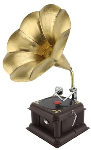 Asixxsix Modelo de gramófono Antiguo, Adorno de fonógrafo Retro de Hierro, Modelo de Tocadiscos Retro Vintage, Modelo de Tocadiscos de gramófono Retro, decoración de la habitación del