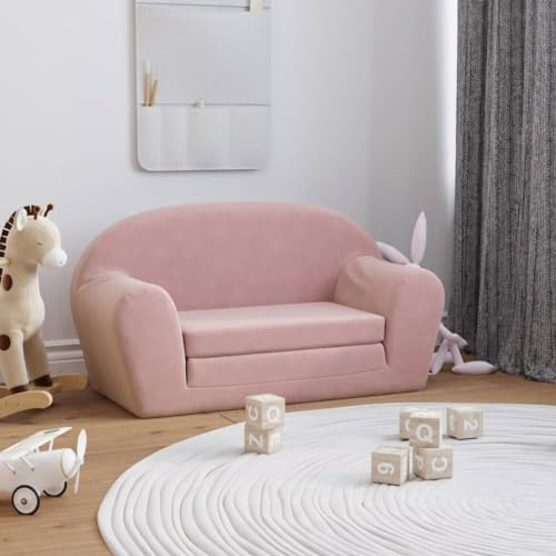 Générique Canapé-lit pour Enfants 2 Places Rose Peluche Douce, Meubles, Mobilier pour bébés & Tout-Petits, Rose, (Poids 2.75KG)