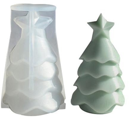 Biniveil Moldes de Resina para Navidad - Molde de Silicona en Forma de Árbol para Repostería y Manualidades - Manualidades de Liberación Fácil para Velas, Jabón, Resina Epoxi y Decoración del Hogar