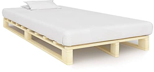 HaoChrymec Letto in Legno Massello di Pino, Struttura Pallet Design Rustico, Robusto e Durevole, single bed, letto bambina, per Camera da Letto e Ambienti Rustici, Colore Naturale, 120x200 cm
