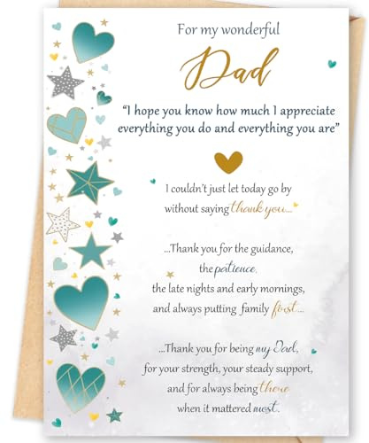 Missonemi Dad Birthday Card – Heartfelt Birthday Gifts Card for Dad from Son or Daughter, Emotional Thank You Message, Meaningful Birthday Greeting Card for Father