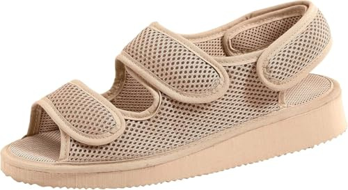 ALSTER KOMFORT Sandalia AIRE, Ligera con Cierre Ajustable, Color Negro, Material Poliéster, Puntera Abierta, para Caminar (Beige, Sistema tallas calzado EU, Adulto, Mujer, Números, Ancho, 40)