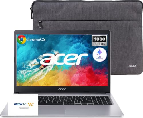 Acer Chromebook 15.6 FHD Laptop, Intel Processor N4500, 4GB RAM, 64GB Storage, ChromeOS with Gemini AI, Numeric Keypad, Long Battery Life, for Education, Students & Everyday Use
