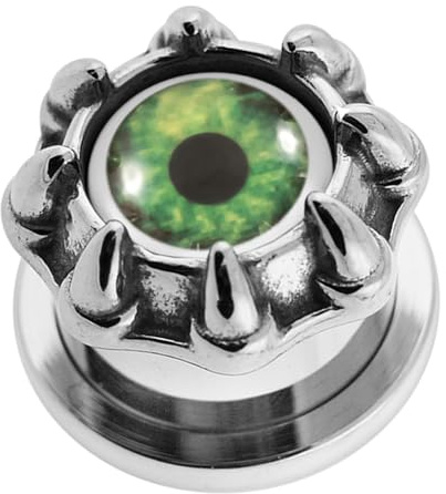 AZARIO London 12MM Monster Eye in Dragon Claw 316L Surgical Steel Flesh Tunnel Ear Piercing - Sold by Piece