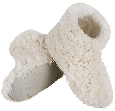 Moonlove Women's Fleece Wool Boots Slippers Super Warm Plush Indoor Boots House Slipper Bootie Soft Non-slip Sole, White, UK 4-5
