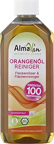AlmaWin® Detergente per olio d'arancio, ecologico, 2 x 500 ml, ideale come detergente forte e sgrassante – detergente vegano all'arancia concentrato in bottiglia riciclata, detergente per olio