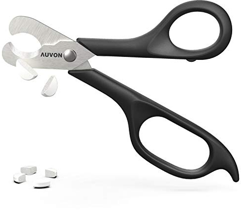 AUVON Scissors-Shaped Pill Cutter, Sharp Blade Pill Splitter for Easily Dividing Most 5-15mm Vitamins, Tablets and Medications in Half