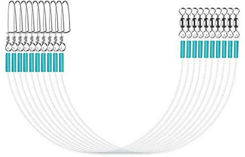 Luroad Fluorocarbon Vorfach Leader mit Wirbel & Karabiner, 10/20 STK Raubfischvorfach, 100% Fluorocarbon Angelvorfächer Spinnvorfächer Zum Spinnfischen, Spinnvorfach, Vorfach Zum Spinnangeln