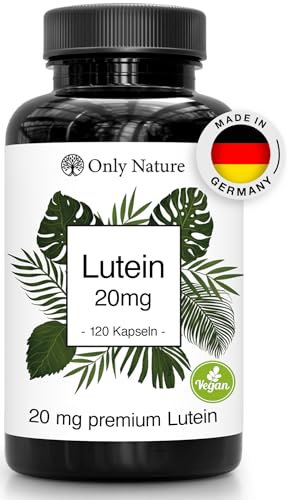Only Nature® Lutein 20mg (mit 4 mg Zeaxanthin) - 120 Kapseln - Extra hochdosiert - in Deutschland produziert & laborgeprüfte Augenkapseln - 100% Vegan - Lutein hochdosiert