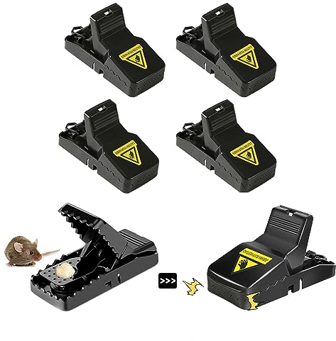 Onvavient Rattenfallen Schlagfallen, 4 Stück Rattenfalle Mausefalle Wiederverwendbar Profi Mouse Trap Schlagfalle für Haus Küche Garten - 10.5 * 6.5 * 5cm