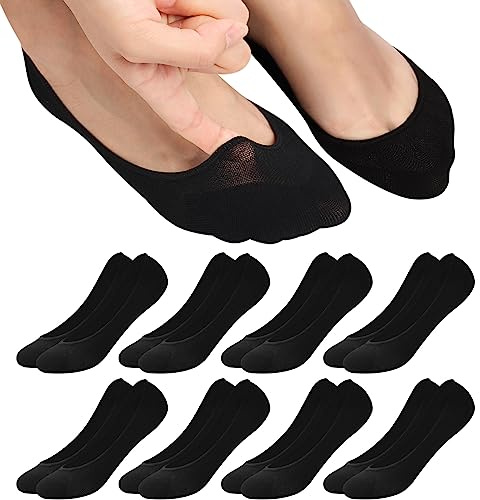 ILovDaisy 8 Paires de Chaussettes Ballerine pour Femmes Respirantes, Chaussettes Invisibles pour Chaussures à Plateforme Sans Montrer, Antidérapantes avec Coussinets en Silicone, Chaussettes Courtes