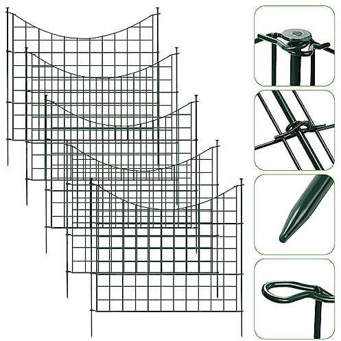 SWANEW Recinzione da Giardino, 33 Pezzi - 15 Elementi e 16 Barre di Fissaggio per Stagno e Coniglio (Arco Inferiore)