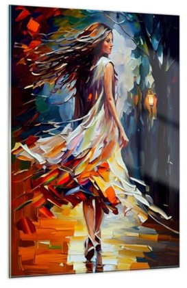 Vidrios decorativos Mujer Vestido Artístico Cuadro Sobre Vidrio Moderno 50x70cm Decoracion Salon Dormitorio Cocina Cuadros Pared Impresiones Impresión en Cristal Wall Art Prints Decor GPA50x70-6210