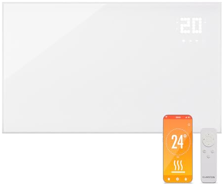 Klarstein Stufa Elettrica Infrarossi Basso Consumo, Pannello Radiante 600W, Telecomando e Timer, WiFi App per Riscaldamento No CO2