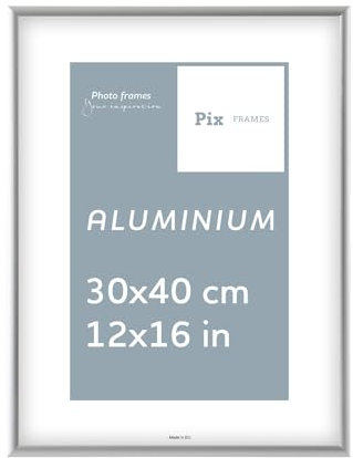 Pix FRAMES Marcos de Fotos - 30x40 cm - Marco Fotos de Aluminio - Marcos de Fotos - Marco para Colgar - Marco Moderno para Retratos - Plata