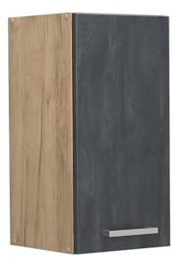 Vicco Hängeschrank R-Line, hängender Küchenschrank, Schwarz Beton/Goldkraft Eiche, 30 cm