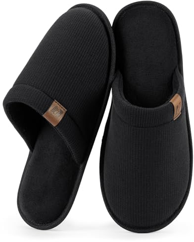 RockDove Zapatillas Hombre LiteStep de tejido waffle con espuma viscoelástica y suela antideslizante, 44/45 EU, Negro