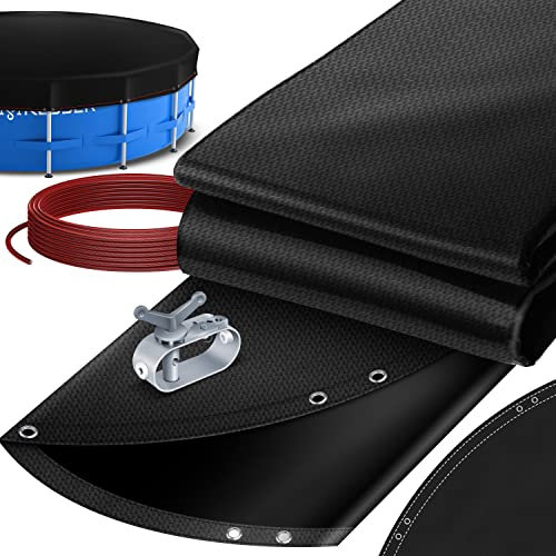 KESSER® Solar Poolabdeckung Pool Abdeckplane Rund Ø305cm Poolplane 200g/m² PE Material Inkl. Stahlseil + Seilspanner mit Ösen Solarplane Abdeckung UV-resistent, Wetterfest für Sommer & Winter