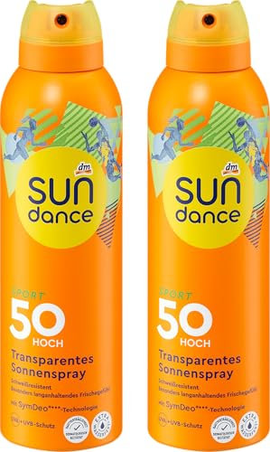 Sundance Transparentes Sonnenspray LSF 50 Sport plus - Besonders lang anhaltendes Frische Gefühl Cooling Effekt für die erhitzte Haut Schweißressistent extra wasserfest 2 X 200 ml + Purlife Sticker