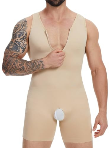 SLIMBELLE Body moldeador para hombre, camiseta sin mangas con control de abdomen, moldeadora de cuerpo completo, camiseta de compresión sin costuras, ligera