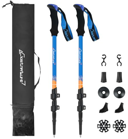 Clostnature Walking Poles - 2 Pack Adjustable Hiking Poles for Women and Man, Aluminium Telescopic Trekking Pole with Quick Lock System, Comfortable Foam Grip, Hiking Sticks for Camping, Backpacking