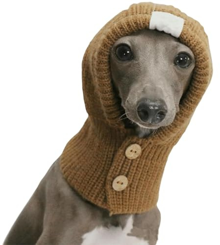 Cappello Caldo Lavorato A Maglia per Cani, Cappelli Invernali per Animali Domestici per Levriero Italiano E Whippet, Copricapo Invernale Morbido Ed Elasticizzato per Cani di Grossa(Brown,L)