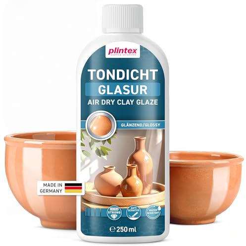 PLINTEX® Tondicht Versiegelung 250ml wasserfest & lösungsmittelfrei - Keramik-Versiegelung & Glasur ohne Brennen für Ton, Gips, Beton, Terrakotta & Gießpulver I Made in Germany