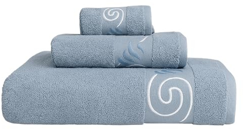 TIENDA EURASIA – Juego de Toallas de Baño | 3 Piezas| Medidas 30x50 cm 50x100 cm y 100x150 cm | Modelo Formentera | Lavable a máquina a 40°C | 500 g de 100% Algodón (Azul Vivo)