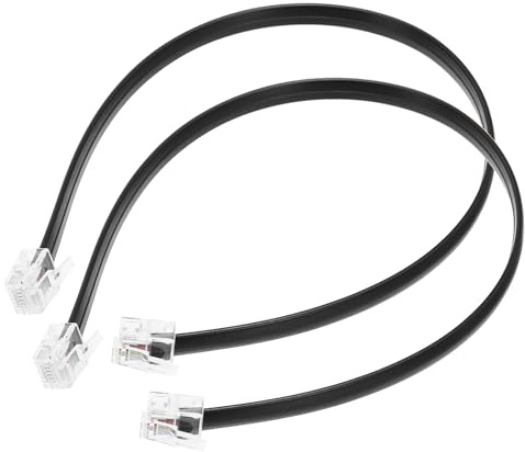 QUARKZMAN 2er Pack Telefonkabel 1ft Telefonleitung RJ12 6P6C Stecker Auf Stecker Gerade Verdrahtetes Hörerkabel Für Zuhause Büro Schwarz