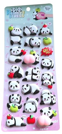 -Klistermärke, 3D panda transparenta dekaler | söta laptop-klistermärken, för familj vänner inomhus utomhus kylskåp planerare bilar anteckningsbok lunchlåda