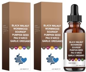 Limpieza intestinal con ajenjo y nogal negro | Favorece la digestión, la energía, la absorción y el intestino | Fórmula suave, vegana y sin OMG | 60 ml/2 onzas líquidas,2PCS