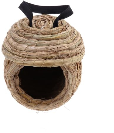 ibasenice Nid D'oiseau Protège et Garde Chaud Votre Animal Tissé la Main en Paille Naturelle Forme Nid et Grotte pour Perruches et Petits Animaux